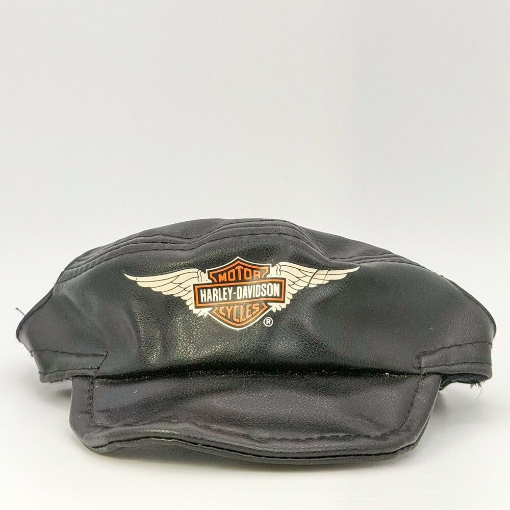 Vintage Harley-Davidson Dog Hat Leather HD Logo Size S w Chin Strap Y2K